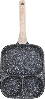 Multi Fuctional Pancake Pan - Stick Proof Egg Frying Pan & Steak Pan 2-in-1 with 2 Omelette Area + 1 Steak Section & Heat Resistant Handle for Breakfast (Double Bottom)