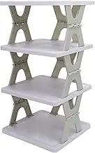 Adjustable 4 Tier Foldable Shoe Rack Portable Shoe Storage Organizer Firm Stability, Strong Plastic Shoe Shelf for Small Spaces, Compact Shoe Organizer