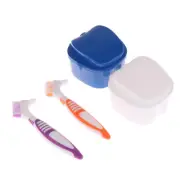 Denture Bath Cleaner Retainer With Tray Case Holder Storage denture brush ~q CR