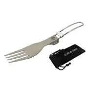 TITAN MANIA Cutlery Fork Folding Titanium Camping Outdoor w/Storage Bag