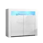NNEDSZ Buffet Sideboard Cabinet LED High Gloss Storage Cupboard 2 Doors White