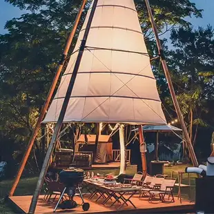 【公司貨超低價】竹節燈籠錐形帳篷巨型天幕網紅野餐營地牛津布戶外遮陽棚露天餐廳