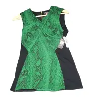 Vince Camuto Womens Top Small Green Black Snake Print Sleeveless Zipper Closure