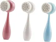 IWOWHERO 3pcs Double-sided Cleansing Brush Scrubbing Face Cleaning Brush Exfoliating Gentle Massage Skin Scrub Brush Scrubber Facial Cleaning Brush Washing Ultra Foaming Silica Gel
