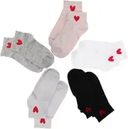 [GAROZATION] Running Socks for Women Heart Pattern Cotton Ankle Socks Anti-slip for Women Thin for Summer