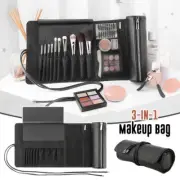 Makeup Bag Rolling Cosmetic 3-IN-1 Brushes Protector Beauty Tools Pouch Holder