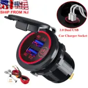 Car 12V USB Outlet Quick Charge Socket 3.0 Dual USB Power Outlet +Touch Switch (for: Ford)