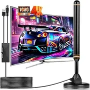 TV Aerial, Digital Indoor TV Aerial for Smart TV with Signal Booster, Digital Antenna for Free view Support 4K 1080P, Magnetic Base for Easy Installation