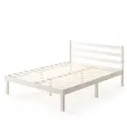Zinus Bed Frame Queen Size Solid Wood Bed Base White Robin