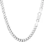 [Jewelry Affairs] 14k White Gold Comfort Curb Chain Necklace, 4.7mm, 20"