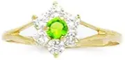 [JewelryWeb] 14ct Yellow Gold Pale Green CZ Simulated Diamond Size K 1/2 Flower Teen Ring