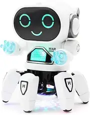 Boley Pioneer Dancing Robot in White and Blue - Walking Dancing Electronic Robot Toy for Kids with Disco Flashing Lights and Dance Music - Battery Operated