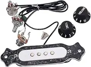 LRXIYODE 4 String Pre Wired String Electric Box Guitar Soundhole Pickup with Volume and Tone Control Knob Durable Construction Compatible with Acoustic and Electric Guitars Color