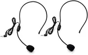 2 Pack Headset Microphone Flexible Wired Boom Standard 3.5mm Connector Jack Black for Voice Amplifier Teachers Speakers Belt Pack Mic Systems Computer