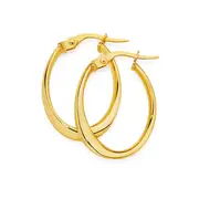 9ct Gold 12mm Slight Twist Oval Hoop Earrings