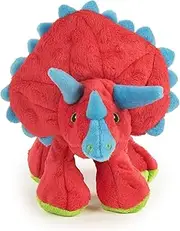 goDog Dinos Frills Squeaky Plush Dog Toy, Chew Guard Technology - Red, Large
