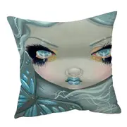 Faces of Faery #26 Ice Girl and Butterfly Cushion Cover