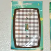 vintage single Toggle Light Switch Cover Plate outlet brown plaid checkered