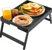 Bed Tray Table with Folding Legs Wooden Serving Breakfast in Bed or Use as a Pla