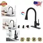 Durable Matte Black Kitchen Faucet with 10'' Deck Plate & 3-Spray Pull Down Head