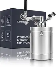 GANCOWISE 64OZ Mini Keg Growler, Pressurized Home Dispenser System with Self-Closing Design Faucet Keeps Carbonation and Fresh for Homebrew, Craft and Draft Beer