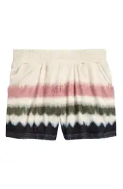 Freshman Kids Youth Girls M 8/10 Stretch Velvet Tie Dye Shorts Ivory Stripe 1735