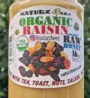 ORGANIC RAW HONEY & ORGANIC RAISINS 1LB / 454g 100% USDA ORGANIC CERTIFIED