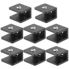 8 Pcs Black Glass Brackets Shelf Clip Mounts Laminate Clamp Travel
