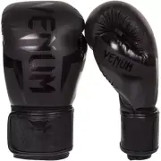Venum Elite Hook and Loop Boxing Gloves - Matte Black