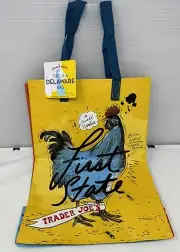 Trader Joes Delaware Reusable Grocery Tote Bag Chicken Blue Hen Diamond NWT