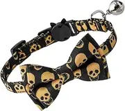 Mipcase 1pc Halloween Collar Skull Cat Collar Halloween Puppy Bow Pet Collar Breakaway Cat Collar Dog Collars Dog Collar for Halloween Witch Necklace The Cat Cotton Polyester Medium Dog