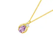9ct Gold Amethyst & Diamond Pendant in Purple