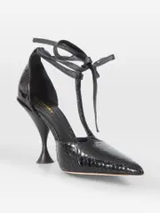 Black Snake Embossed Wrap Tie Heels
