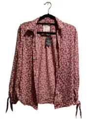 Abercrombie & Fitch Button Up Blouse Womens Size Small Mauve Summer Floral S