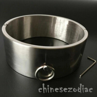 Heavy 6cm High Stainless Steel Collar Cuffs Body Shackle Male Neck Restraints