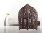 Peacock Design Furniture Handcraft Wooden Partition Screen Room Divider 4 Panels
