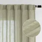 Sheer Curtains Short Window Treatment 50"W x 63"L (Pack of 2) Sage Green