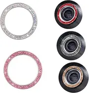 5PCS Crown Shape Rhinestone Car Start Ignition Button Tire Dust Cap Set Black Auto Decoration Sparkling Stem Caps Dust Covers for Luxury Vehicle Interior