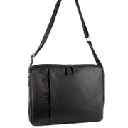 Pierre Cardin Crumpled Leather 15" Laptop Computer Bag Black