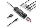 Promate 9-in-1 USB Multi-Port Hub with USB-C Connector - Transparent 100W PD -