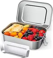 QIXIAOTOUQI Stainless Steel Lunch Boxes,1400ml Lunch Box Food Containers, Steel Lunch Box with Divider, Stainless Steel Sandwich, Snack, Leakproof Bento Box Lunch Boxes for Adults Kids