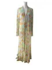 Savage x Fenty Flower Power Floral Full-Length Retro Mesh Robe M/L Cover-Up