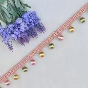 Fringe Trim，Curtain Tassels， 1 Yards Hanging Ball Fringe Trim Beaded Trim for Crafts Curtain Sofa Table Decoration(Pink)