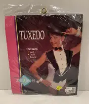 Halloween Costume Women Tuxedo Vest, Cuffs, Bowtie - NEW Size L
