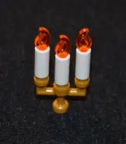 (1) 1x3 Gold Candelabra w/ 3 White Candles & Flames Brick Bricks - NEW Lego