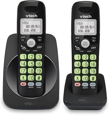 VTech VG131-21 DECT 6.0 2-Handset Cordless Phone - Bluetooth Connection, Blue-Wh