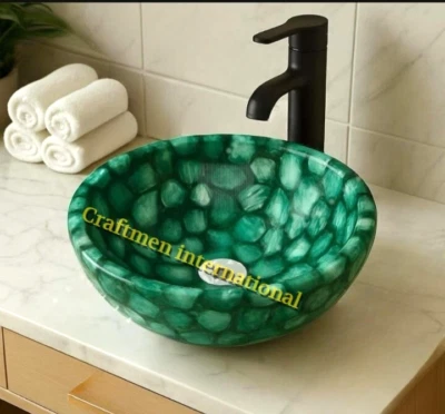 Natural green agate stone sink, stone wash basin, agate washbowl, bathroom decor