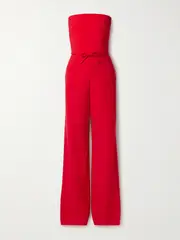 [Valentino Garavani] Valentino Garavani - Strapless Bow-detailed Wool Jumpsuit - Red - IT40 IT 40 Red