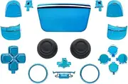 Chrome Color Replacement D-pad R1 L1 R2 L2 Triggers Touch Pad Share Options Face Buttons Thumbsticks Full Buttons Clip Shell w/Accent Rings Set for PS5 Playstation Controller (Chrome Blue)