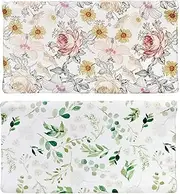 2 Pcs Diaper Changing Pad Cover, Floral Changing Table Cover, Green Leaf Changing Pad Covers, Jersey Knit Changing Table Sheets, Gender Neutral Crib Bedding Covers for Baby Boy Girl